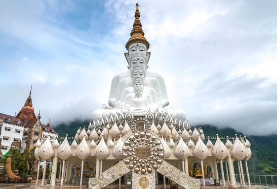 Phetchabun,,Thailand-30,August,2018,:,White,Buddha,Statue,wat,Phra,That